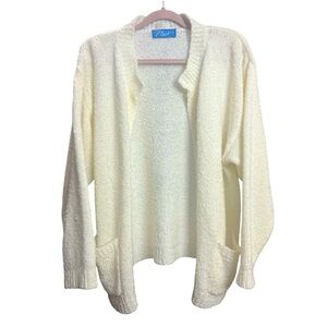 PLUS EXPRESS Open Cardigan Acrylic Wool Oversize Sweater PlusSize White Cardigan